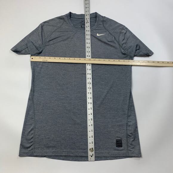 Nike Pro Shirt Mens L Large Cool Grey Dri Fit Fitted Short Sleeve Gym Train Run - Picture 6 of 12